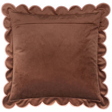Load image into Gallery viewer, Lil Scallop Velvet Cushion Chestnut/Slipper: Chestnut/Slipper / Polyester Filled / 45 x 45cm