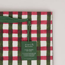 Load image into Gallery viewer, Block Printed Gift Bags (Medium) - Holly Green