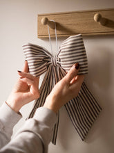 Load image into Gallery viewer, Cream and Brown Gingham Hanging Bow