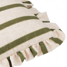 Load image into Gallery viewer, Connie Square Striped Ruffle Cushion Moss: Moss / Polyester Filled / 45 x 45cm