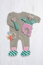 Load image into Gallery viewer, Cotton Knit Baby Rattle Toy: Cat Green