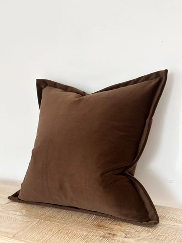 Emma Velvet Cushion Cover  45 x 45 - Dark Brown