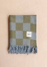 Load image into Gallery viewer, Recycled Wool Blanket in Blue &amp; Green Checkerboard