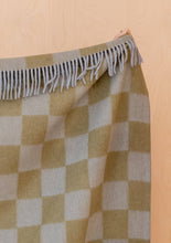 Load image into Gallery viewer, Recycled Wool Blanket in Blue &amp; Green Checkerboard