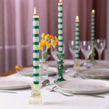 Load image into Gallery viewer, Green Stripe Dinner Candles | 25 Candles | POS Unit |