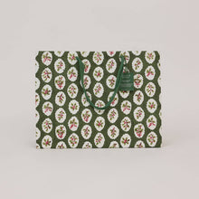 Load image into Gallery viewer, Block Printed Gift Bags (Large) - Holly Green