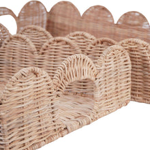 Load image into Gallery viewer, SMALL Rattan Rectangular Scallop Tray