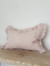 Load image into Gallery viewer, Hallie Ruffled Linen Cushion Cover 50x30 – Pink Stripe