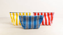 Load image into Gallery viewer, Terry Towelling Wash Bag: Striped Pink &amp; Red