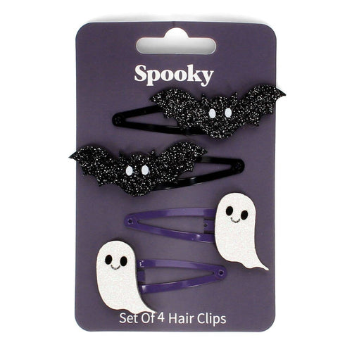 Glitter Hair Clips (Set of 4) - Spooky