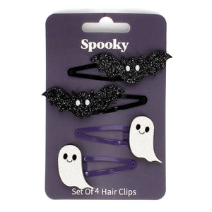 Glitter Hair Clips (Set of 4) - Spooky