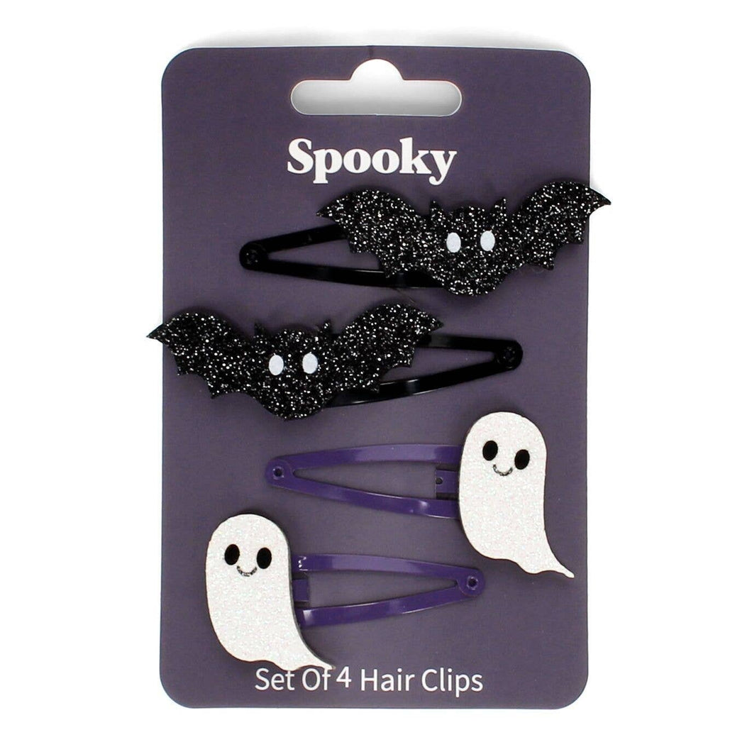 Glitter Hair Clips (Set of 4) - Spooky