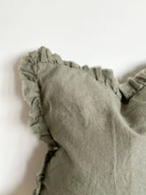 Load image into Gallery viewer, Hallie Ruffled Linen Cushion Cover – Khaki: 45 x 45 cm