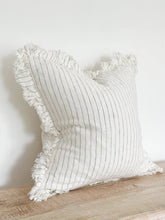 Load image into Gallery viewer, Ruffled Linen Cushion Cover – Cream &amp; Olive: 45 x 45 cm