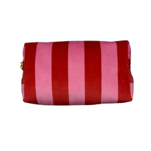 Load image into Gallery viewer, Pink stripe make-up bag - recycled velvet : Small