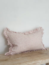 Load image into Gallery viewer, Hallie Ruffled Linen Cushion Cover 50x30 – Pink Stripe