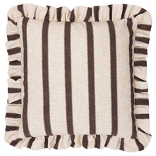 Load image into Gallery viewer, Connie Square Striped Ruffle Cushion Chocolate: Chocolate / Cover Only / 45 x 45cm
