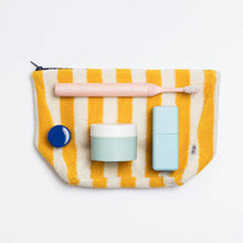 Load image into Gallery viewer, Striped Terry Towelling Wash Bag: Citrus &amp; Ivory