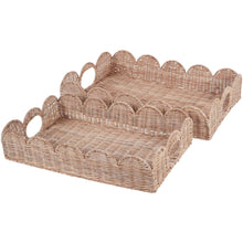 Load image into Gallery viewer, SMALL Rattan Rectangular Scallop Tray