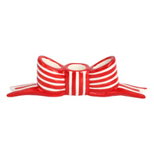 Load image into Gallery viewer, Hand-Painted Red Bow Ceramic Candle Holder