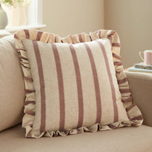 Load image into Gallery viewer, Connie Square Striped Ruffle Cushion Clay Pink: Clay Pink / Polyester Filled / 45 x 45cm