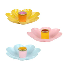 Load image into Gallery viewer, Coloured Enamel Flower Shaped Candle Holders | Homeware |