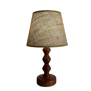 Bobbin Teak style rechargeable touch lamp