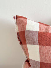 Load image into Gallery viewer, Esmee Fringed Linen Cushion Cover 45x45 – Red Check