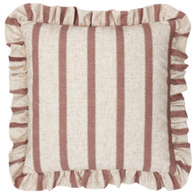 Load image into Gallery viewer, Connie Square Striped Ruffle Cushion Clay Pink: Clay Pink / Polyester Filled / 45 x 45cm