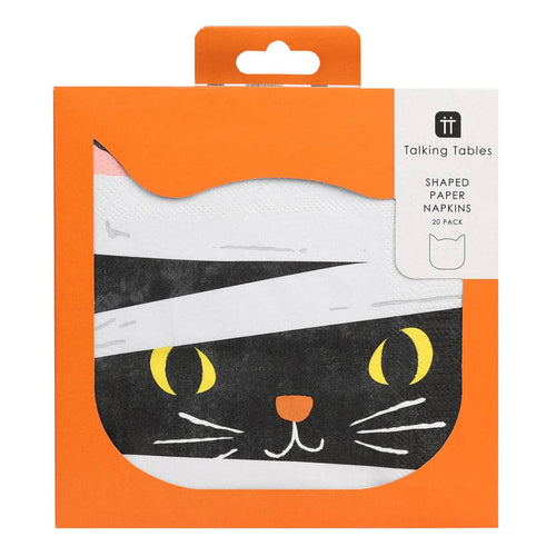 Black Cat Shaped Paper Napkins | 20 Pack | Halloween Decor |