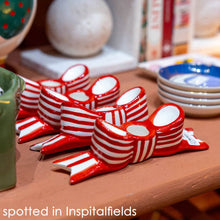 Load image into Gallery viewer, Hand-Painted Red Bow Ceramic Candle Holder