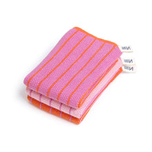 Load image into Gallery viewer, Reusable &amp; Eco-Friendly Cotton Dishcloths: Striped Pink