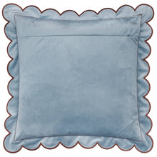 Load image into Gallery viewer, Lil Scallop Velvet Cushion Blue/Brown: Blue/Brown / Polyester Filled / 45 x 45cm