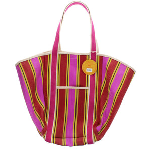 Recycled woven tote bag  - Yellow, pink, red