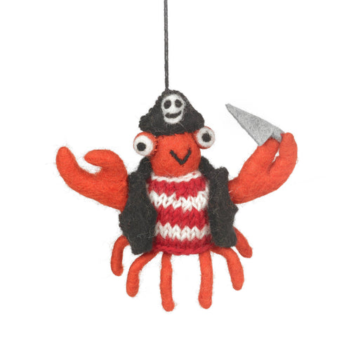Handmade Felt Jolly Rodger the Crab Sealife Decoration