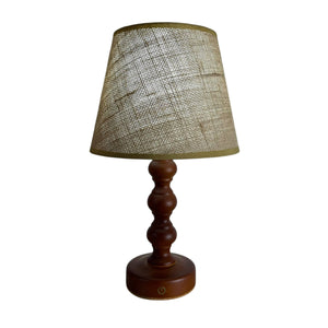 Bobbin Teak style rechargeable touch lamp