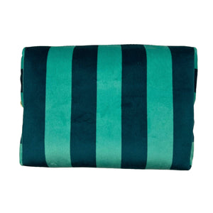 Teal stripe make-up bag - recycled velvet: Large