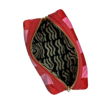 Load image into Gallery viewer, Pink stripe make-up bag - recycled velvet : Small