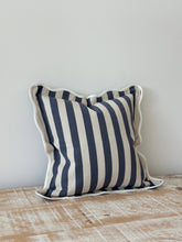 Load image into Gallery viewer, Chloe Navy Stripe Scalloped Edge Cushion Cover