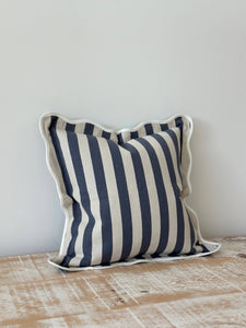 Chloe Navy Stripe Scalloped Edge Cushion Cover