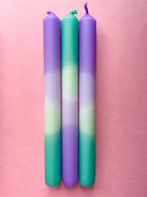 Load image into Gallery viewer, LAVENDER FIELDS Dip Dye Dinner Candle Trio
