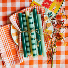 Load image into Gallery viewer, Orange &amp; White Fabric Gingham Tablecloth | Halloween |