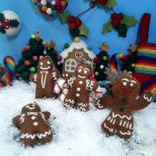 Load image into Gallery viewer, Handmade Felt Jolly Gingerbread Man Hanging Christmas Decor