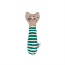 Load image into Gallery viewer, Cotton Knit Baby Rattle Toy: Cat Green