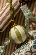 Load image into Gallery viewer, Hand-Painted Baubles with Velvet Ribbon - Green - Set of 3