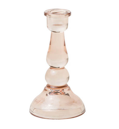 PINK GREEN GLASS CANDLESTICK