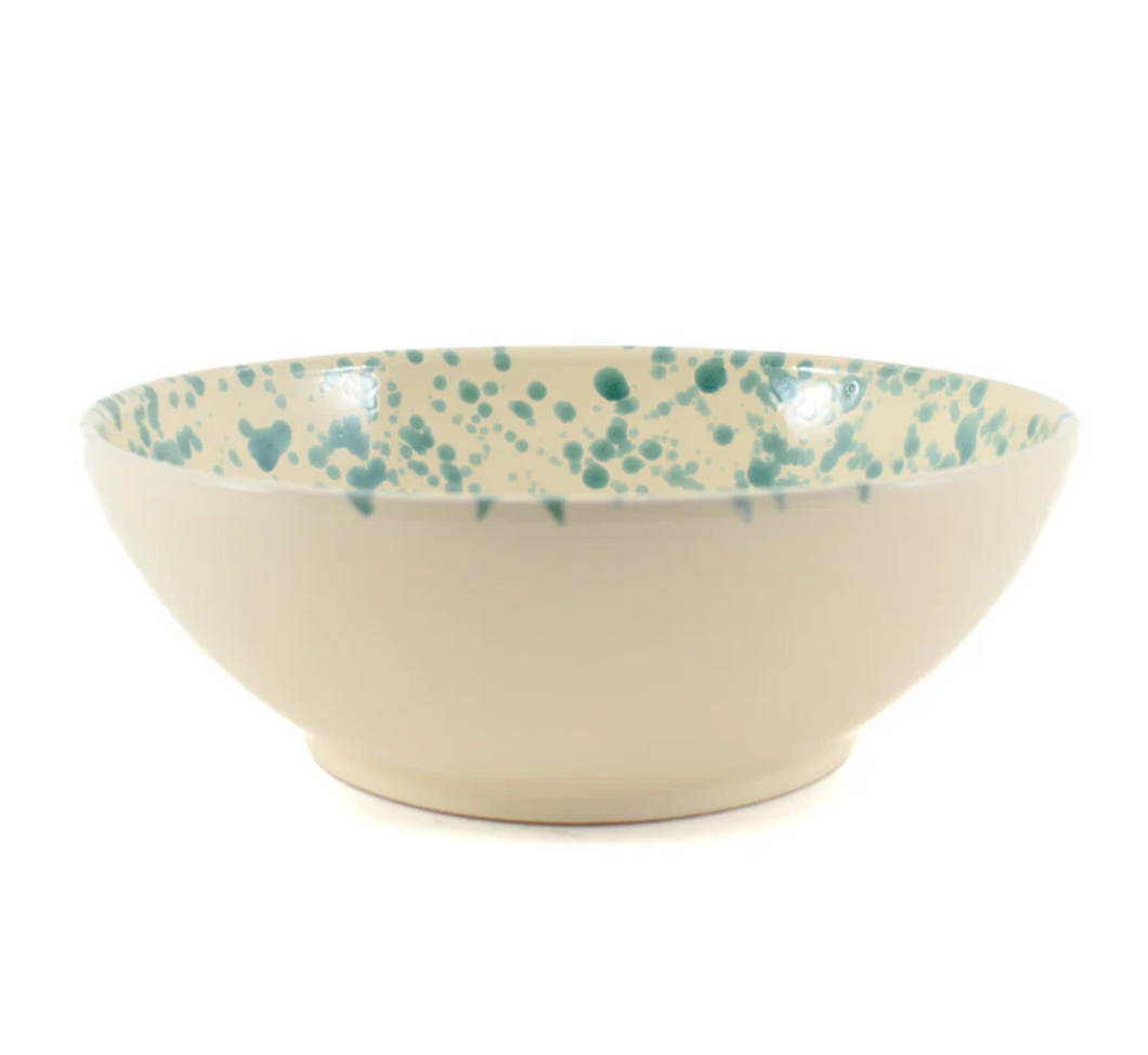 LARGE AQUAMARINE PUGLIAN SPLATTER BOWL 28cm