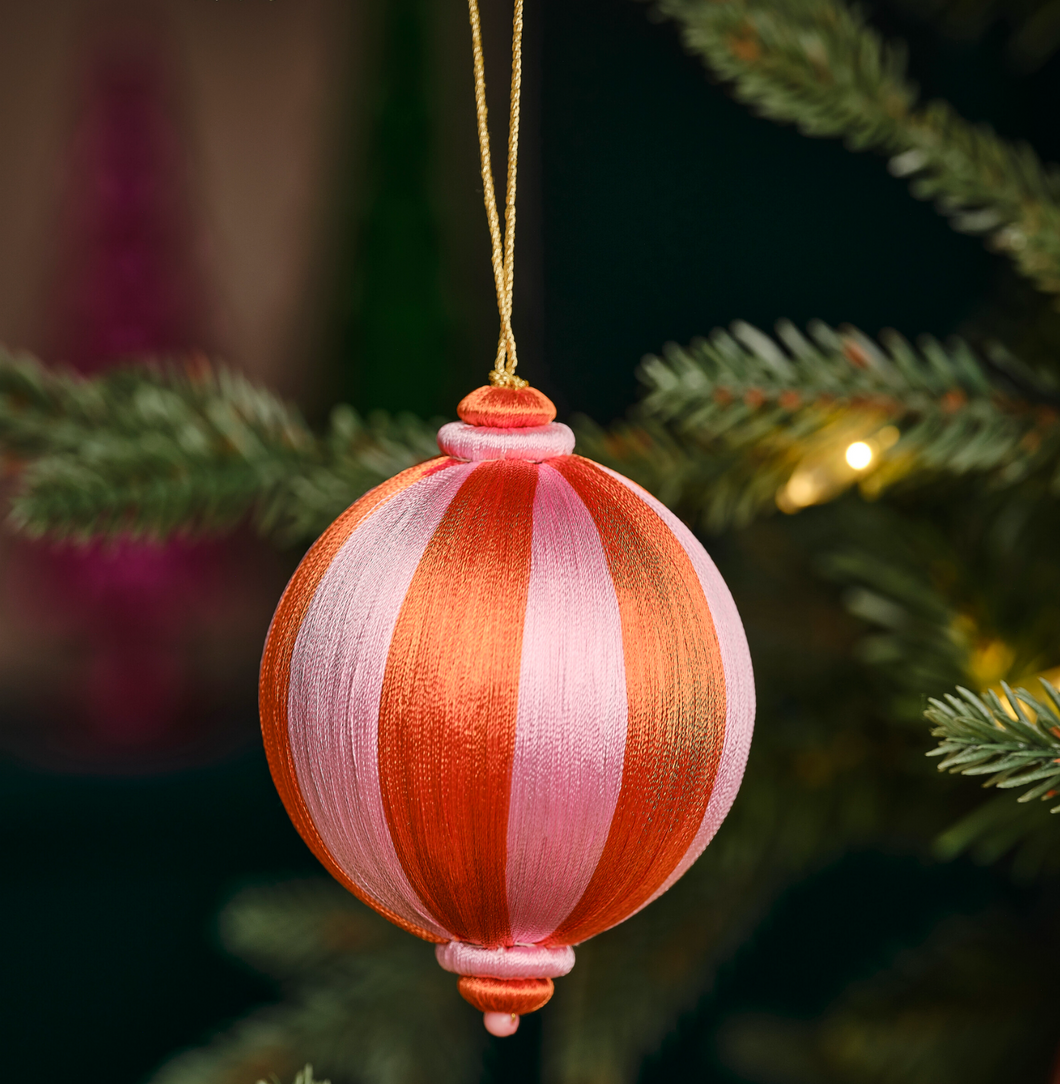 RED & ORANGE STRIPE BAUBLE