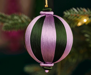 GREEN & PURPLE STRIPED BAUBLE