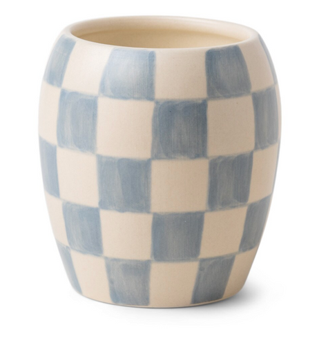 BLUE Checkmate CANDLE 11 oz  Cotton + Teak